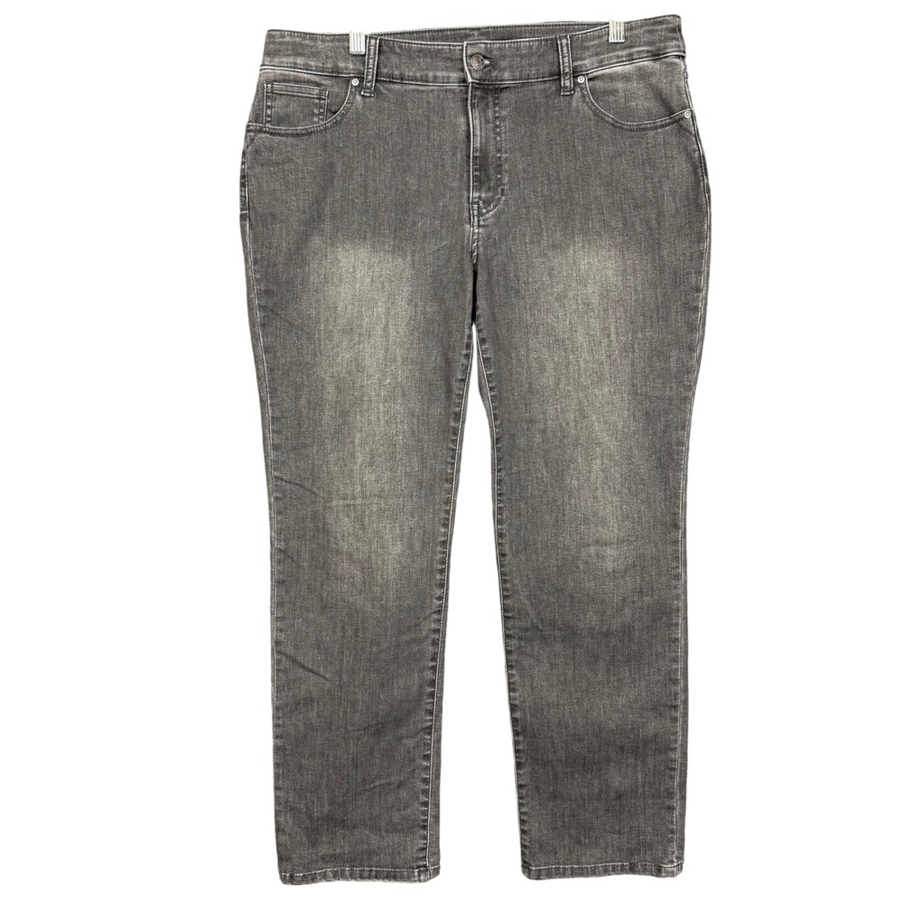Chicos Jeans 2.5 Womens 14 Grey Straight Leg Stretch Cotton Stretch Blend Denim